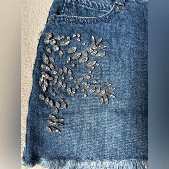 Free People Rhinestone Denim Mini Skirt - Picture 4 of 9